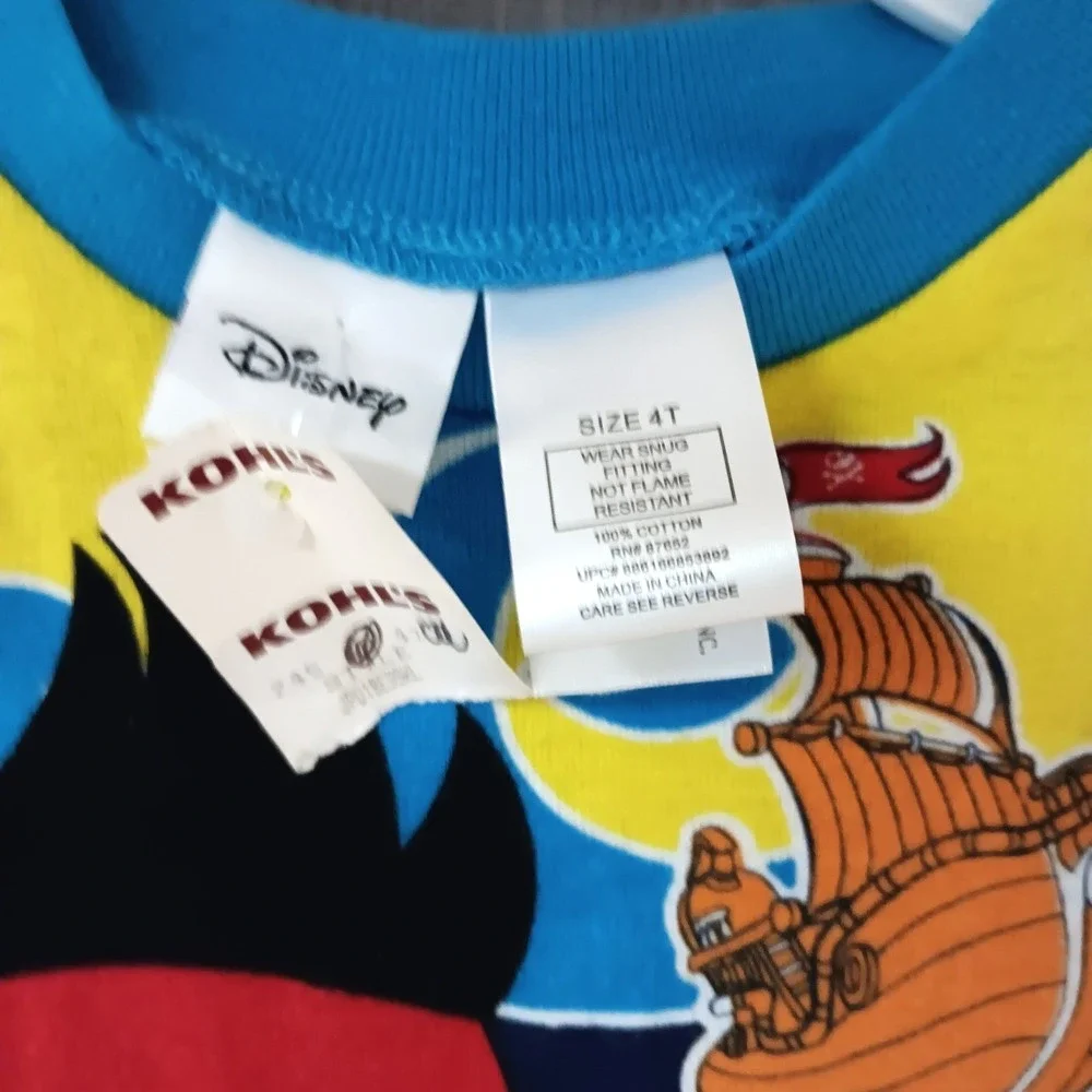Disney Jake and the Never Land Pirates Pajama Top Size 4T Blue Yellow Sleepwear‎
